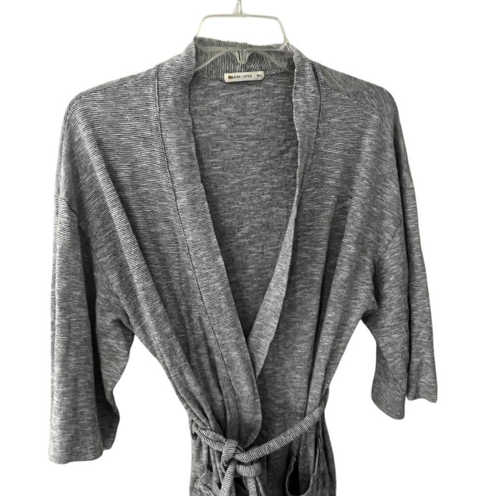 Marine Layer Lightweight Womens Robe 3/4 Sleeves Blue White Stripe Medium Large